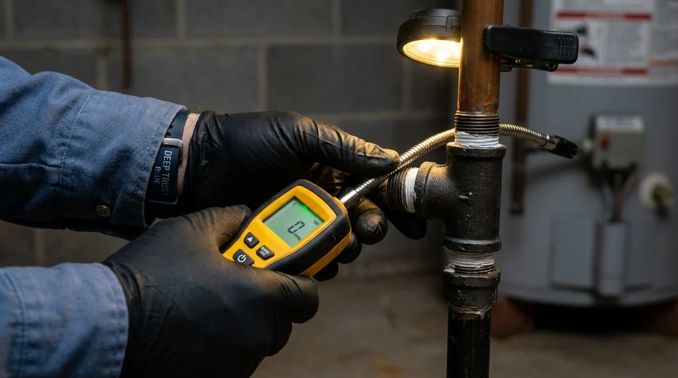 Gas leak detection with electronic sniffer by Johns Plumbing LLC in Kennett Square