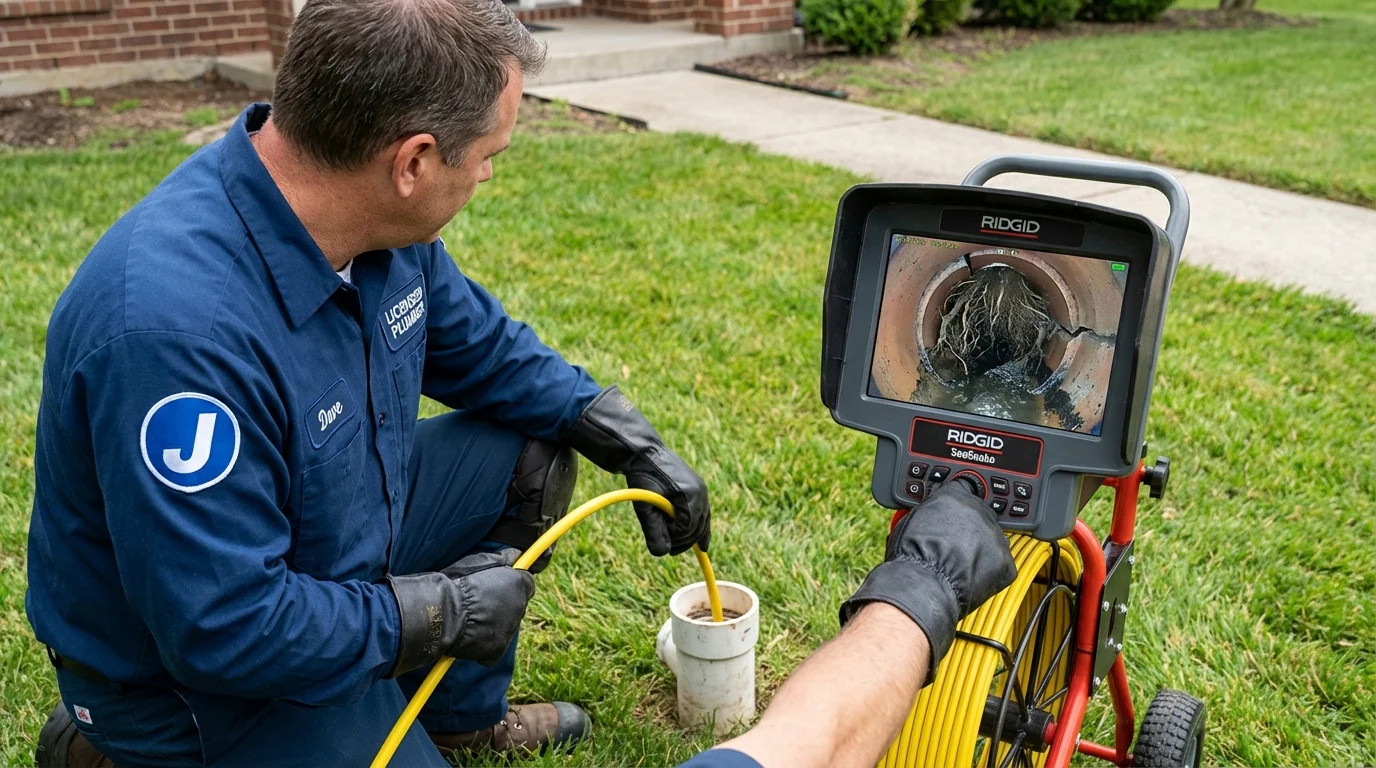 Sewer camera inspection being performed by Johns Plumbing LLC in Kennett Square